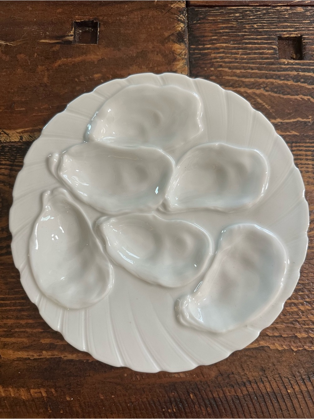 White Antique Haviland Limoges 6 Well Oyster Plate